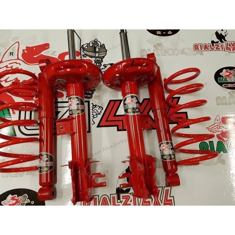 Kit 3 cm CROSS composto da: Ammortizzatori anteriori rialzati rinforzati con tecnolog